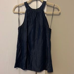 Chambray Halter Neck Blouse - Size Small